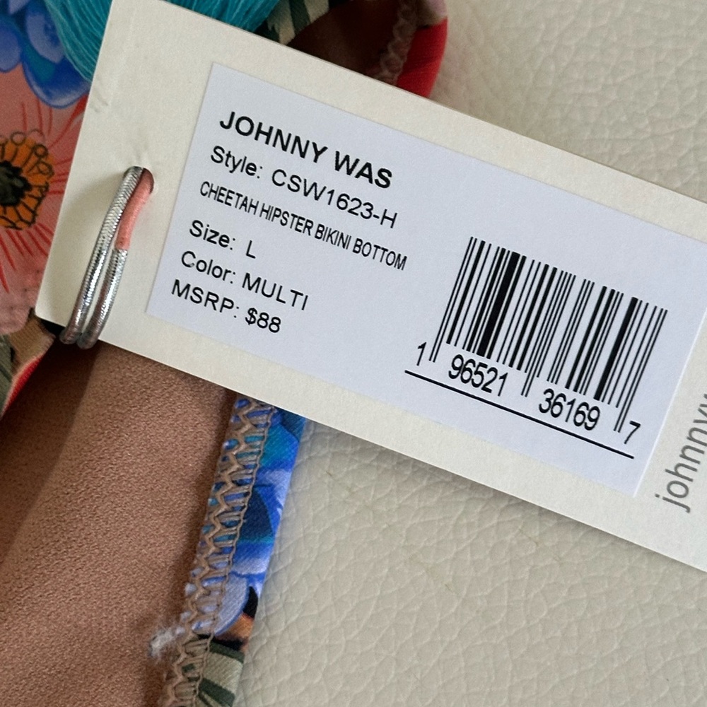 Johnny Was Brown and Blue Bikini Bottom Cheetah Print and floral Bold Patterns - Picture 4 of 10